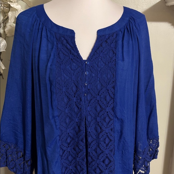 Counterparts Royal Blue Tunic with Lace Accents - Picture 2 of 5